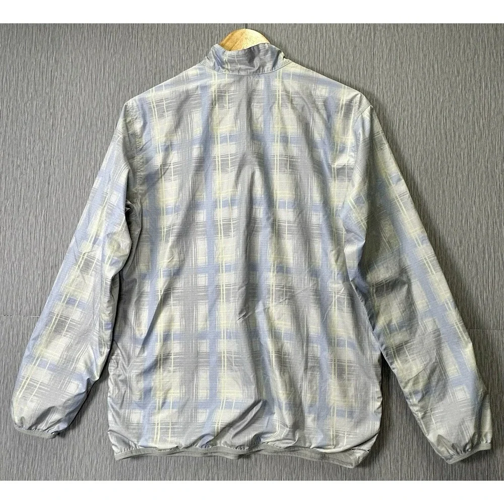 NIKE Golf Womens Light Blue, Yellow, Gray Checkered Windbreaker 1/4 Zip Size XL